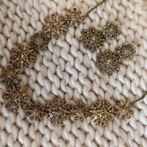 MONET STARBURST NECKLACE & EARRING SET, EARLY 2000s, GOLD W/ TOPAZ ACCENTS, EUC